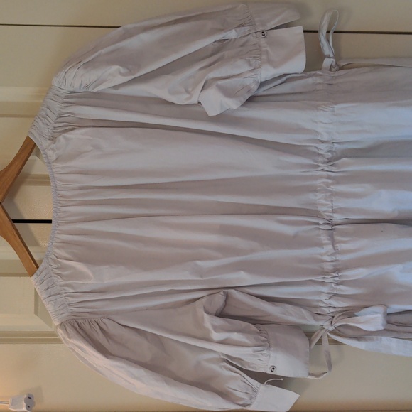 Ulla Johnson Imani Gathered Washed Cotton-Poplin Midi Dress In Dove Size 12 - Picture 5 of 9